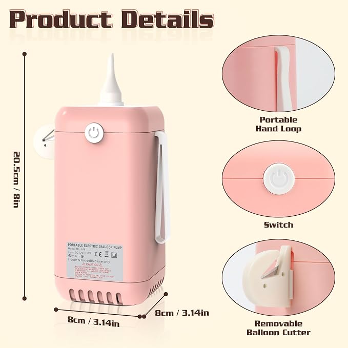 AXHJ Balloon Pump Electric Air Pumps, 2-in-1 Electric Air Balloon Pump，Balloon - Image 2