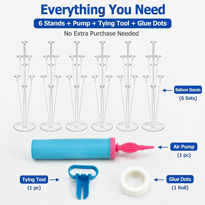 6 Sets Balloon Stand Kit for Table, Balloon Holder Sticks - Image 2