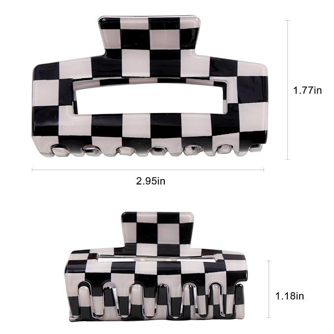 Jayongnee Hair Claw Clips - 4Pcs Medium Clips for Thick or Thin Hair - Square Claw for Women - Rectangle Hair Clips Nonslip Acrylic Hair Accessories for Girls (Tortoise shell)