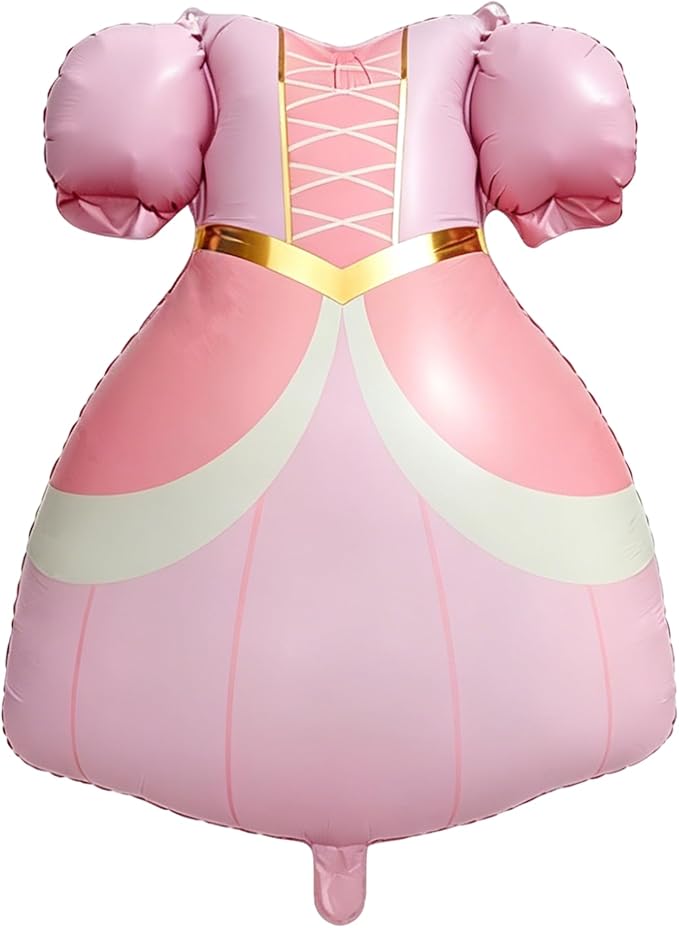 22Inch Large Pink Puff Sleeve Princess Gown Mylar Balloon, Cute Dress Foil by BalloonArchGarlandKit