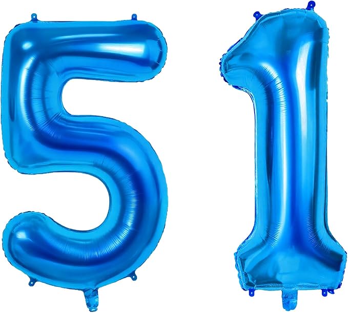 Number 51 Balloons for 51st Birthday Party Decorations, 0-100 Large No.51 by Joycard