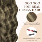 GOO GOO Tape in Hair Extensions Human Hair, 4/26/4 Balayage Chocolate Brown to Honey Blonde, 16inch 25g 10pcs, Skin Weft Seamless Invisible, Silky Straight with Thick Ends, Remy Human Hair