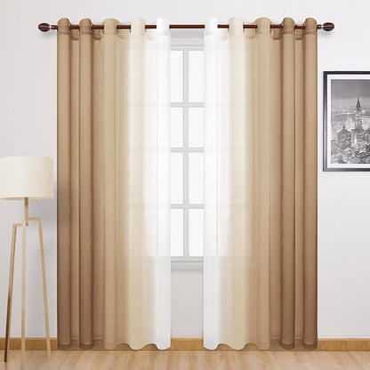 DWCN Ombre Faux Linen Sheer Curtains by DWCN