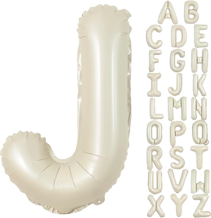 TONIFUL 40 Inch Large Cream White Letter J Balloons Giant Alphabet Letter by TONIFUL