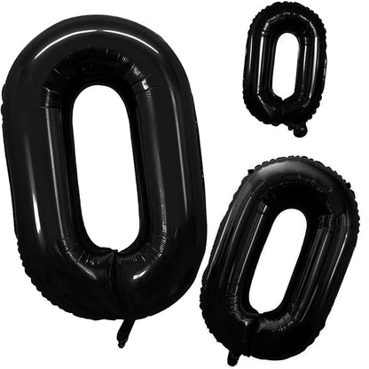 2 Pcs 42 Inch Black Foil Balloons Number 0 by GOER