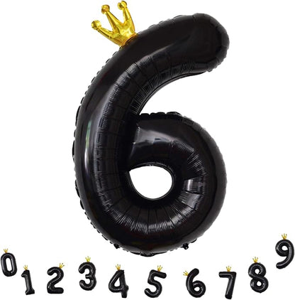 Large Number 6 Balloons, Crown Self Inflating 0-9 Set Balloons - Image 9