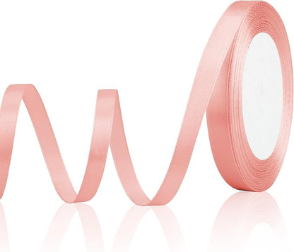 Pink Ribbon Rose Gold Ribbon for Gift Wrapping 3/8 Inch 25 Yards Fabric Satin by OALCQ