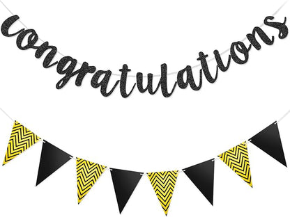 Boao Pre-Strung Congratulations Banner Sign Glitter Congratulation Banner 10 ft by Boao