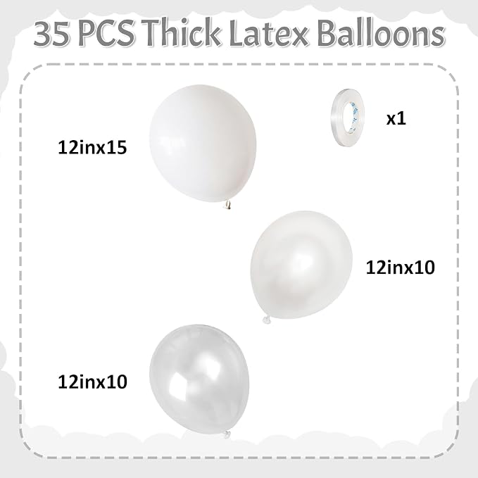 HILAVO White Balloons 12 Inch Wedding Pearl White Latex Balloons, Thicker Matte - Image 2