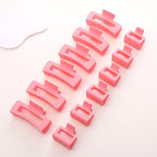 12 Pack Pink Square Claw Clips, Big and Small Neutral Rectangle Hair Claw Clips, Non-slip Matte Large Hair Clips for Women,Strong Hold jaw clip for Thick Thin Hair