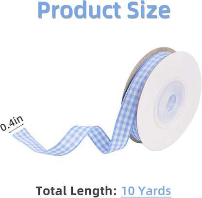 6 Roll Gingham Ribbon for Gift Wrapping 2/5 Inch x 10 Yards Plaid Gingham - Image 6