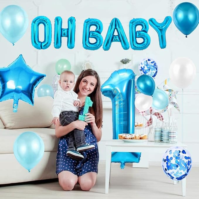 TONIFUL Blue Letter Balloons 2 Set 16 Inch A-Z Custom Alphabet Banner | 52 Pcs - Image 6