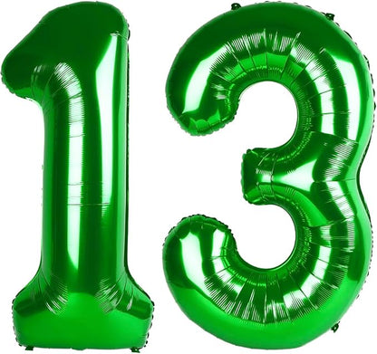 40 Inch Green 13 31 Large Number Balloon, 13 31 Green Birthday Party Decorations by Upgesy