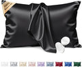 Silk Pillow Cases Queen Size 100% Mulberry Silk Pillowcase for Hair and Skin 22 Momme Both Side Grade 6A Silk Cooling Soft Breathable 20 x 30 Inches with Hidden Zipper 1PC, Black