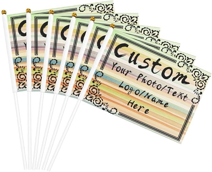 Custom Mini Flag on Stick Make Your Own Flags Personalized Photo Text Logo by TUSANEII