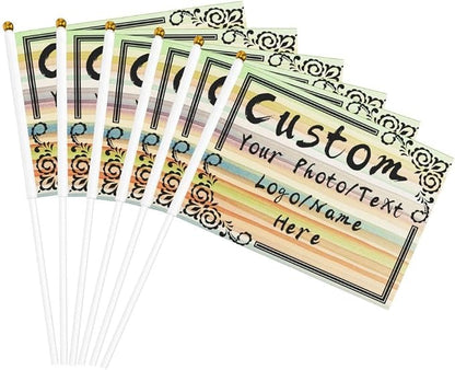 Custom Mini Flag on Stick Make Your Own Flags Personalized Photo Text Logo by TUSANEII