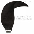 Lacerhair Real Human Hair Tape in Extensions - 18 inch Remy Tape in Human Hair Extensions - Natural Black PU Skin Weft 50g 20pcs/set
