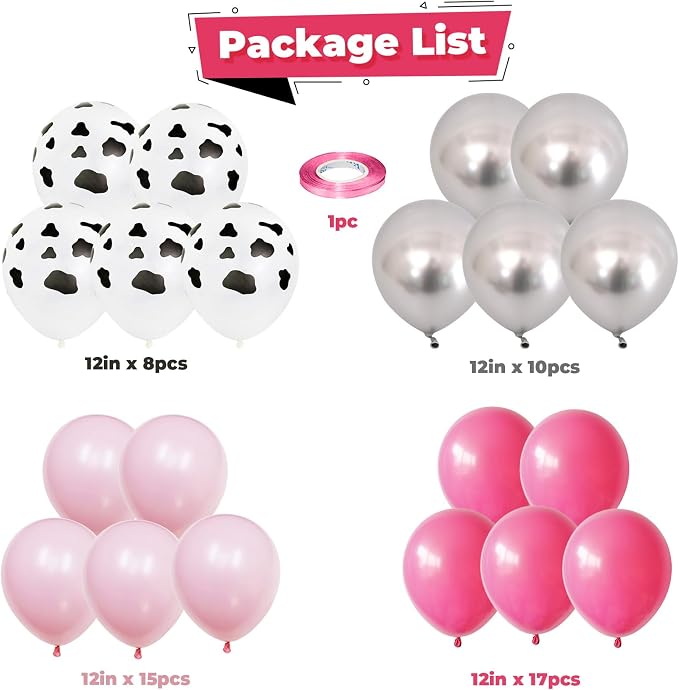 Hot Pink Silver Cow Balloons Disco Cowgirl Birthday Last Rodeo Party Decor | - Image 4