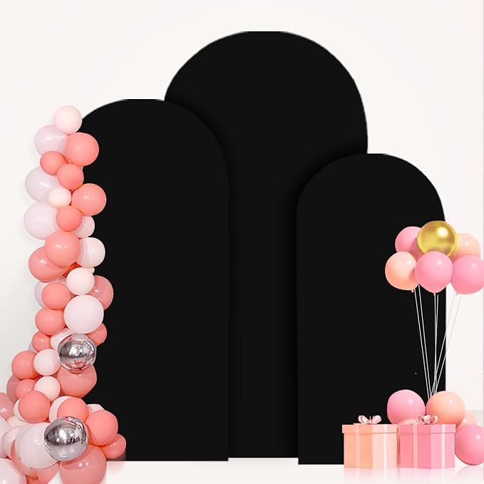 FANPROMS Spandex Arch Backdrop Cover Set of 3 Black Wedding Arch Stand Cover - Image 6