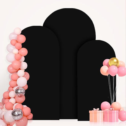 FANPROMS Spandex Arch Backdrop Cover Set of 3 Black Wedding Arch Stand Cover - Image 6