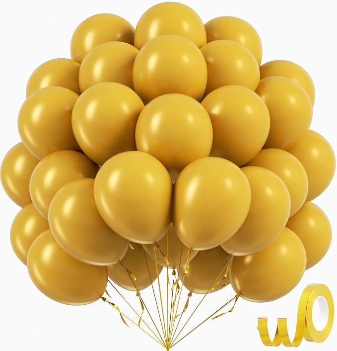 Mustard Yellow Balloons 12 inch, Mustard Yellow Latex 50pcs Party Balloons | by Awenztech