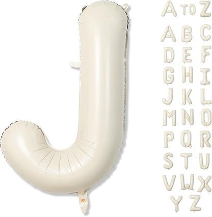 40 Inch Cream Letter Balloon, Big Alphabet J Foil Word Beige, Large Inflatable by Lingqiang