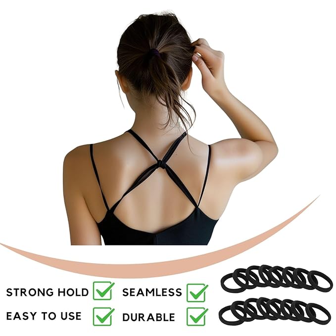60 Pcs 2 Inch Neutral No Damage Hair Ties for Women Thick Hair, Large Soft Seamless Nylon Fabric Elastic Hair Ties Ponytail Hair Holders Hair Elastics Hair Band for Women