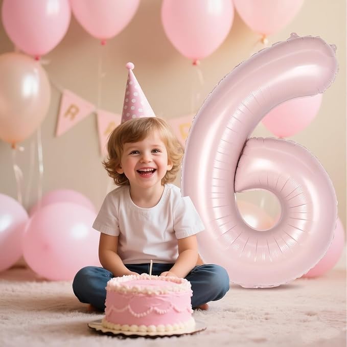 Light Pink Number 16 Balloon, 40 Inch Giant Mylar Number Balloons, Large Foil - Image 3