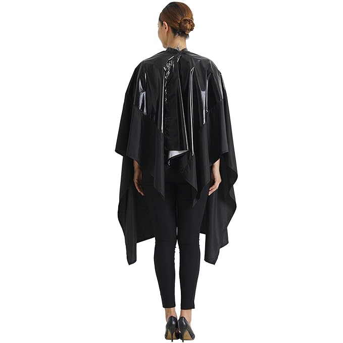 Professional Salon Cape Polyester Haircut Apron Shampoo & Chemical Resistant Haircut Cape,54”x62”,Black,C007013C-B