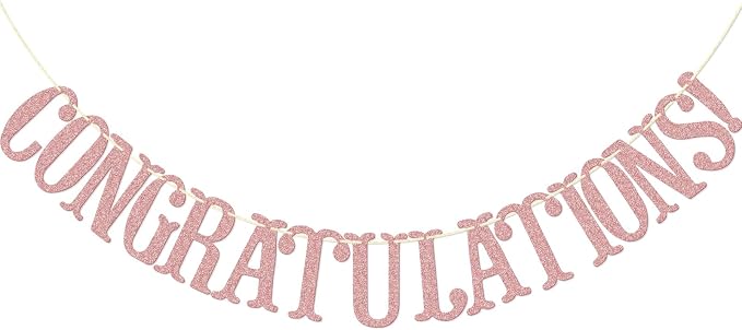 Congratulations Banner, Graduation Party Decor | Rose Gold Glitter Congrats Sign by Firefairy