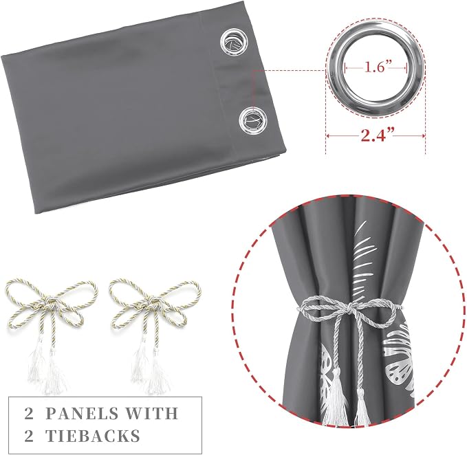 Dark Grey Blackout Curtains for Bedroom, Room Darkening Thermal Insulated - Image 5