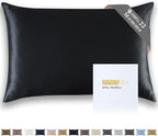 ZIMASILK 22 Momme Silk Pillowcase for Hair and Skin - 100% Pure Mulberry Silk with Hidden Zipper, Grade 6A Luxury Pillow Case for Women, Soft & Durable, Gift Box (Queen 20"x30" Black)