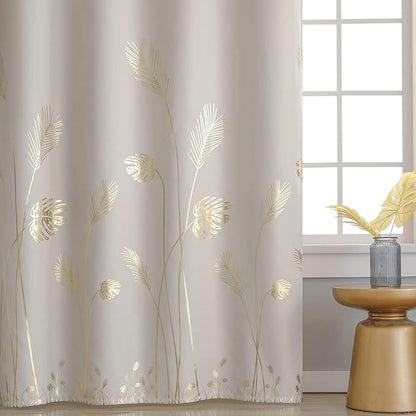 Cream Beige Curtain for Sliding Door 100W x 108L Inch Long Unique Gold Tree - Image 3