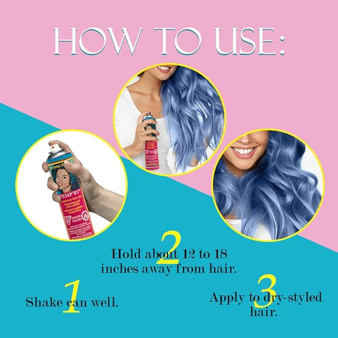 Jerome Russell Temp'ry Spray-on Blue Hair Color, 2.2oz x 3 pack