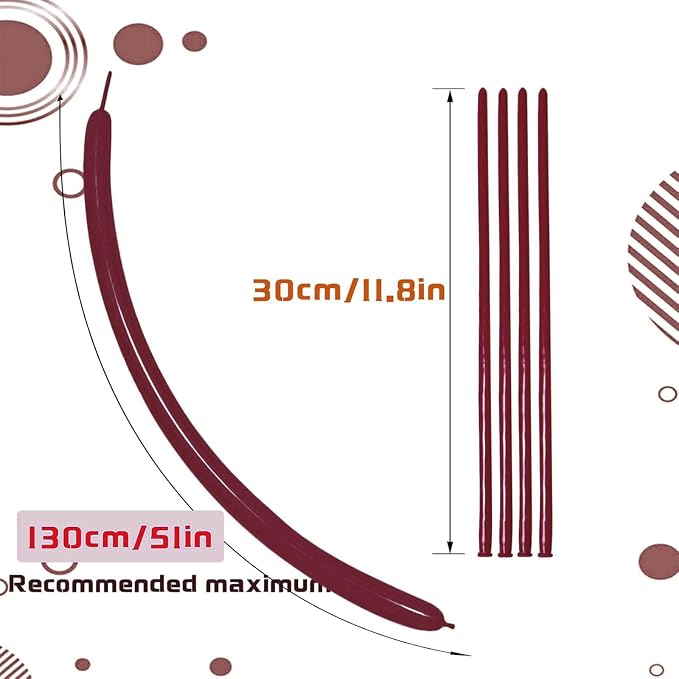 Burgundy Long Balloons Premium 260 Twisting Balloons Animals Magic - Image 3