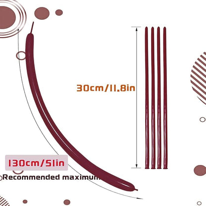 Burgundy Long Balloons Premium 260 Twisting Balloons Animals Magic - Image 3