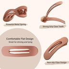 4 PCS Flat Claw Clips, Large Lay Flat Hair Clips for Women Girls, Strong Hold Non-slip Hair Claws for Thick Thin Hair (Matte 4)