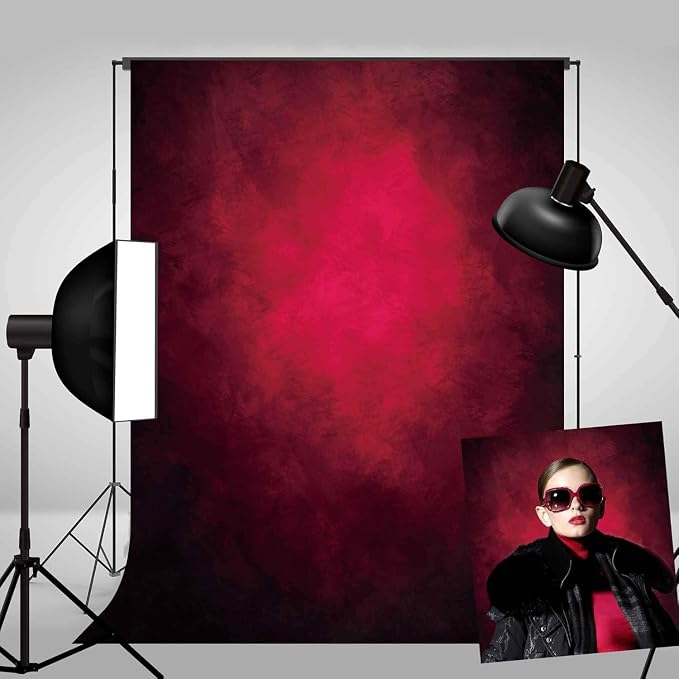 8X12ft Abstract Red Portrait Photography Backdrops by Haboke