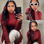 Highlight Human Hair Bundles Burgundy Body Wave Bundles 22 24 26 Inch Niegmeag Brazilian Virgin Soft and Skily Remy Hair Extensions 300g