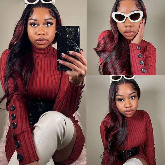 99j Bundles Human Hair P1B99j Body Wave Bundles 2 Tone Black and Burgundy Bundle 12 12 12 Inch Peruvian Unprocessed Virgin Remy Hair Extensions