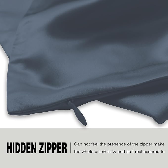 Mulberry Silk Pillow Cases for Hair and Skin Queen Size Silk Pillowcase with Zipper Soft Breathable Smooth Cooling Satin Silk Pillow Covers for Sleeping (Space Grey,20"X 30",1Pcs)