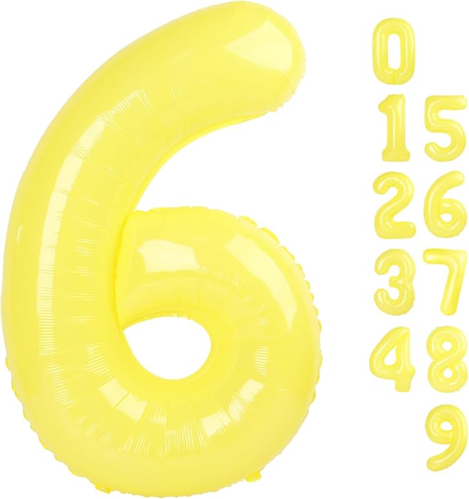 6 Balloon Number 40 Inch Yellow Balloons by Mluchee