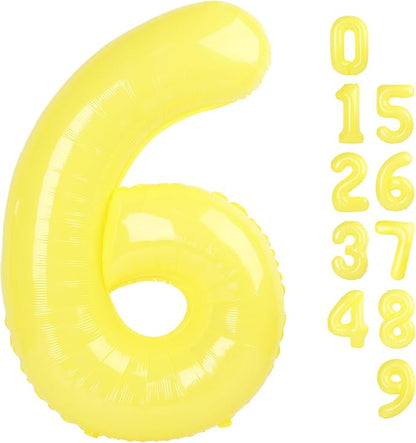 6 Balloon Number 40 Inch Yellow Balloons by Mluchee
