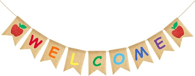 Welcome Burlap Banner Sign Classroom NO DIY Welcome Back to School Banner | by KINGLAKEGARDEN