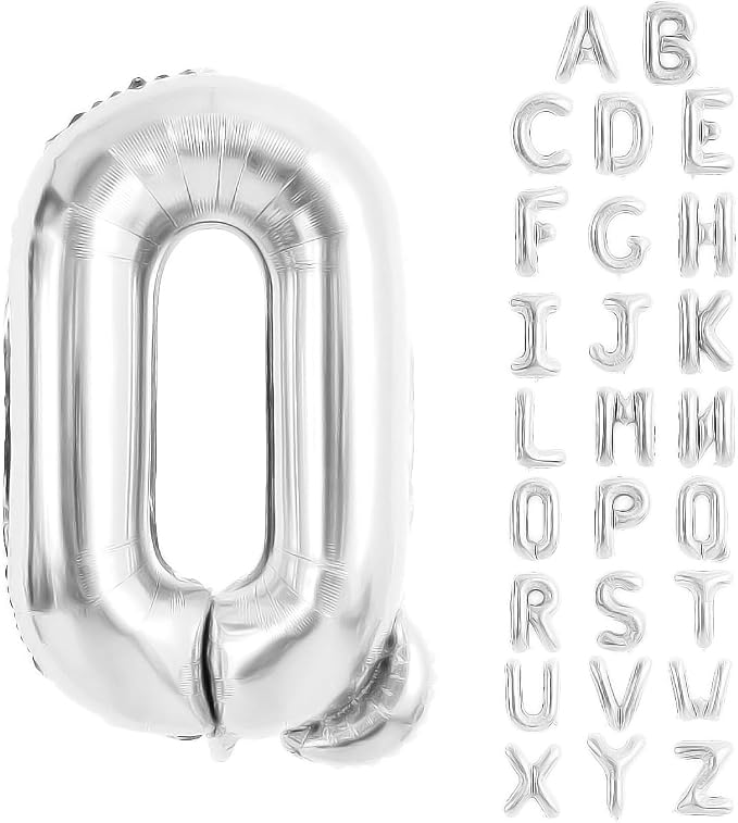 Silver Letter Balloons 40 Inch Large Alphabet Balloon Letter Q | Foil Mylar Big by YUNSHANGMO