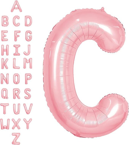 SUWEN 40 Inch Pink Large C Letter Balloons Big Foil Helium A-Z | Jumbo Mylar by SUWEN