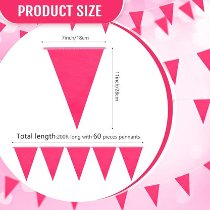Tatuo 200 Feet Solid Pennant Banners Flags String Triangle Hanging DIY Bunting - Image 2