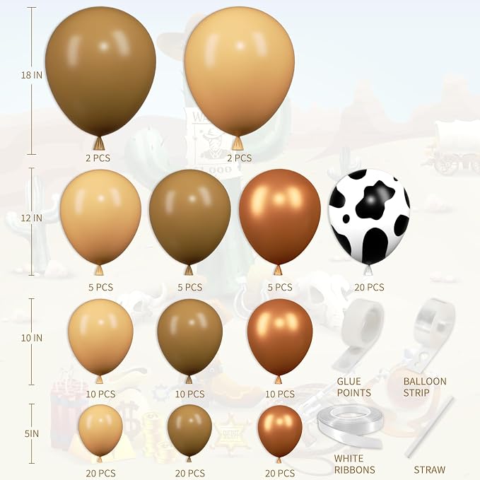 YQUQWN Western Cowboy Balloon Arch Kit Western Cowboy Party Decorations Cow - Image 2