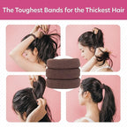 Burlybands Large Hair Ties for Thick, Heavy or Curly Hair - Non-Slip, Non-Damage, Seamless Women's Ponytail Scrunchies - Brown, 8 Pcs