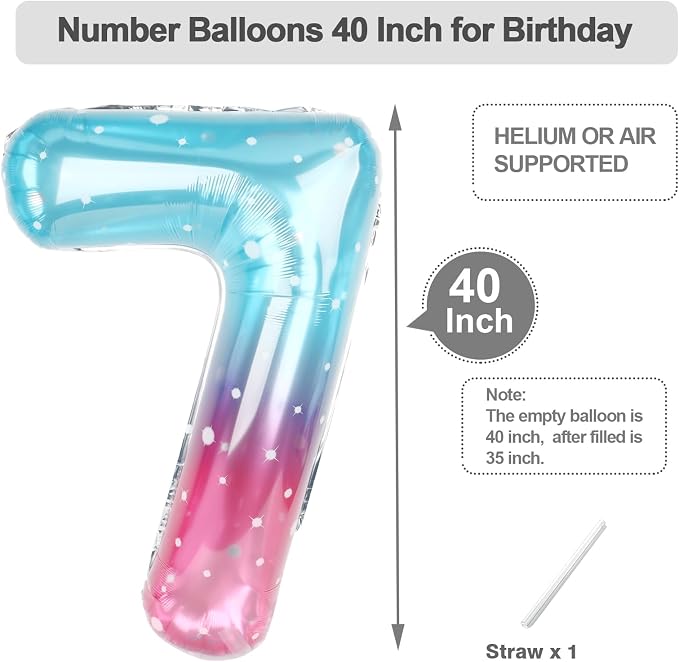 Number Balloons 40 Inch Pink Blue Purple 6 Balloon - Image 5